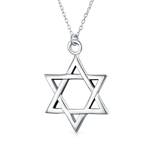 Sterling Silver Jewish Star of David Pendant Necklace 16in