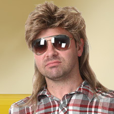 Mullet Wig for Men 80s Costume Fancy Party Cosplay Light Brown