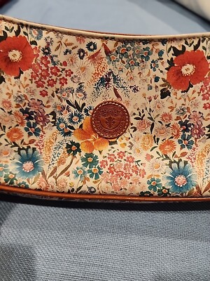 Firenze Moda Flower Print Small Leather Shoulder Bag Purse