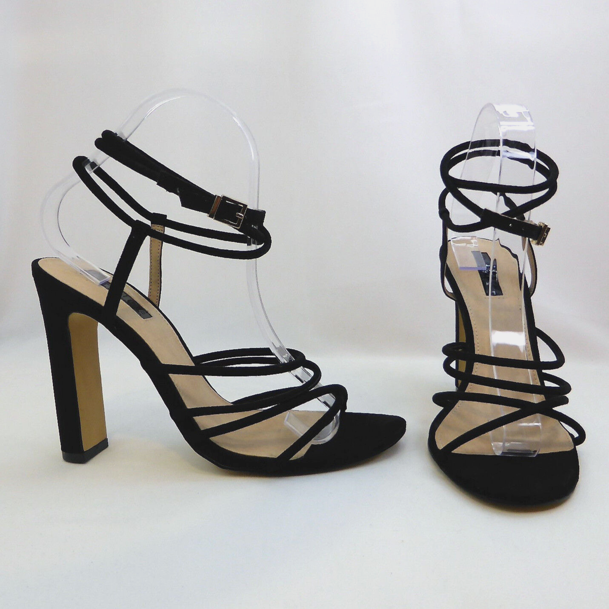 Office London UK6 Black Strappy Faux Suede Harmonia Ankle Strap Sandal EU39