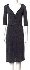 VTG MAX MARA Midi Dress Sz 38 Y2K Faux Wrap Surplice Geo Print Made In Italy