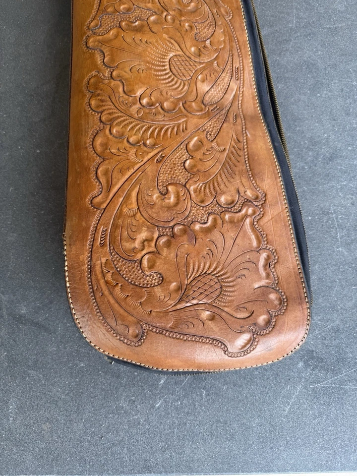 Custom Handtooled rifle gun case Western 46” Storage Wool Interior Hunting Shoot - Image 2 of 4