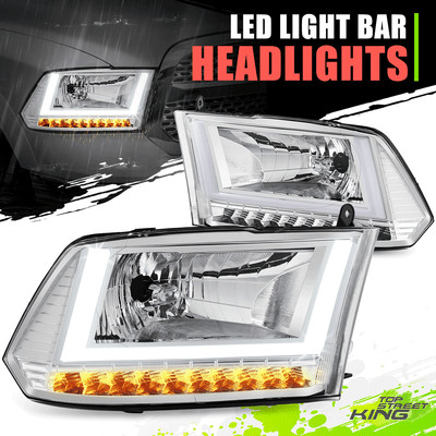 U-LED DRL Sequential Turn Signal Chrome/Clear Headlights For 09-14 RAM 1500