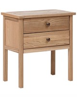 Nachttisch Heller Holzfarbton Mit 2 Schubladen Massivholz Rustikal Salton