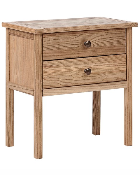Nachttisch Heller Holzfarbton Mit 2 Schubladen Massivholz Rustikal Salton-image