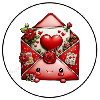 PARTY FAVORS EXPRESS HAPPY VALENTINES DAY MAIL KAWAII ENVELOPE SEALS LABELS STICKERS PARTY FAVORS