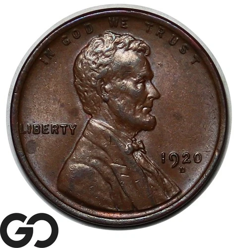 1920-D Lincoln Cent Wheat Penny, Choice AU
