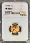 1944-D Lincoln Cent (Wheat Penny), NGC MS-66 RD, Starts at $1!