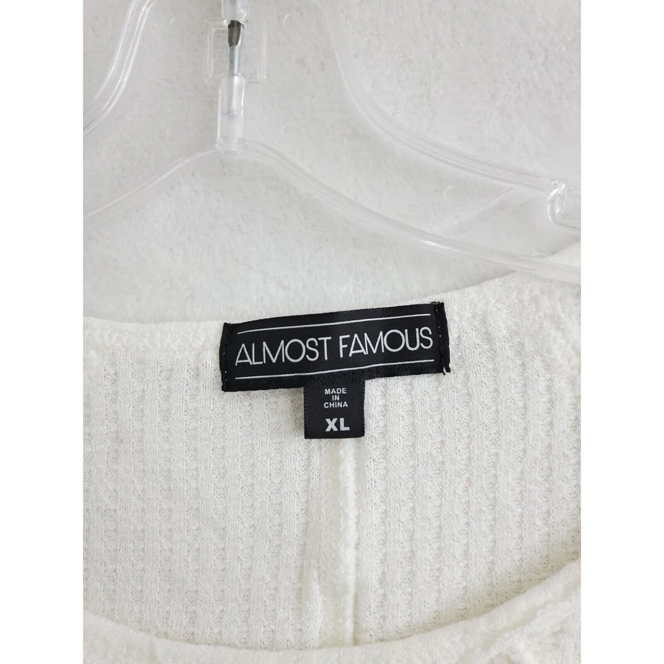 Почти известный женщин XL белый вафель трикотажа верхний длинным рукавом большого размера пуловер - Изображение 3 из 4