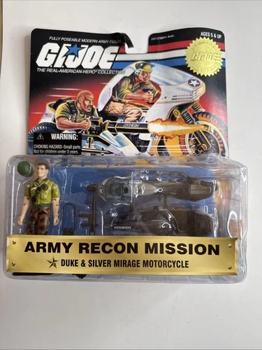 Vintage GI Joe Army Recon Mission Duke & Silver Mirage Motorcycle 1997 NIB