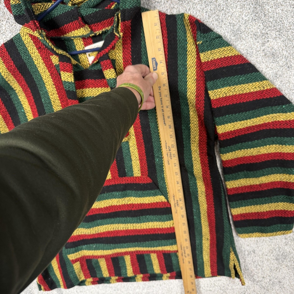 VTG 90s Y2K Earth Ragz Baja Hoodie Mens M Multicolor Striped Rasta