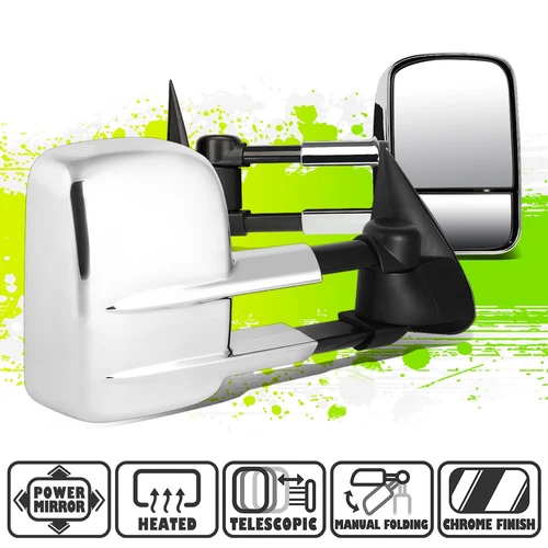 Chrome Powered Heated Side Rear View Towing Mirrors for Silverado Sierra 03-07