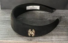 CHANEL Women’s Solid Black Velvet  Headband Hair Accessories