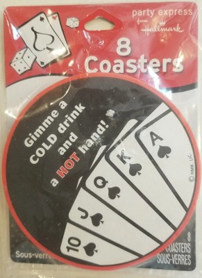 8 HALLMARK Royal Flush Poker Party Coasters Fun Novelty Gift Vintage New