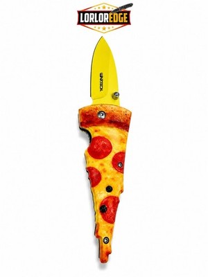 Wartech Pocketknife PWF31A Pepperoni Pizza Slice, Drop Point, Yellow/Red Handle