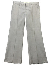 70s Vtg Mens Fits 38x30 Gingham Plaid Mod Disco Dress Pants Hippie Flare