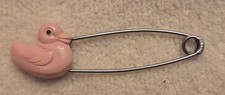 Vintage Pink Duck Diaper Safety Pin, In Working Condition  No Metal Tarnish