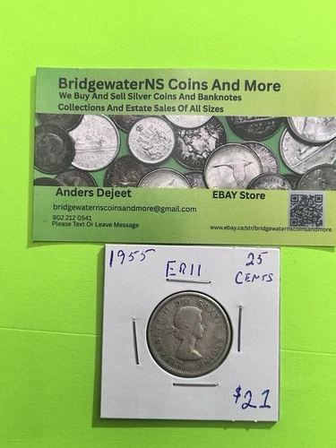 1955 Canadian Silver Quarter  Queen Elizabeth II AG    STARTING BELOW MELT