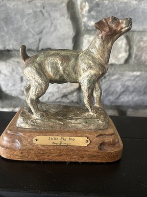 Signed And Numbered  Little Big Dog Bronze Statue By Veryl Goodnight