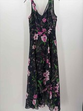 Pre-Owned Calvin Klein Navy Size 8 Floral Hi-Low Sleeveless Dress