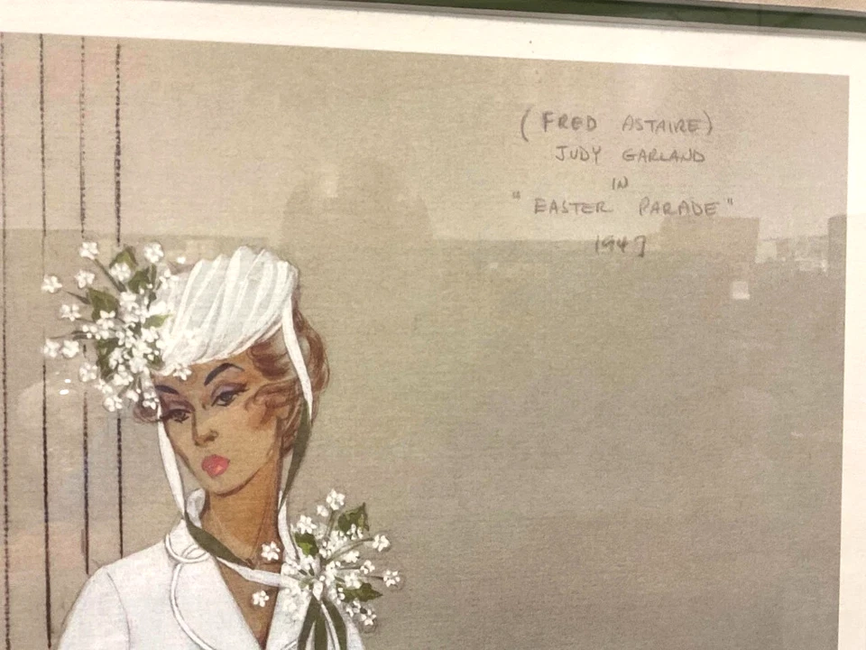 Virginia Fisher Dibujo Moda Ilustración AP Desfile de Pascua 1947 Judy Garland Foto 3 de 4