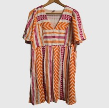 Old Navy Jacquard Mini Swing Dress Sz Medium Citoh Multi Chevron Comfort Casual