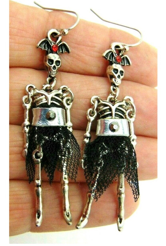 Skeleton Dangle Earring Moving Limbs Pierced Ears… - image 1