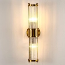 Wall Lamps 2-Light Clear Glass Gold E12 Base Crystal Bathroom Vanity Sconces