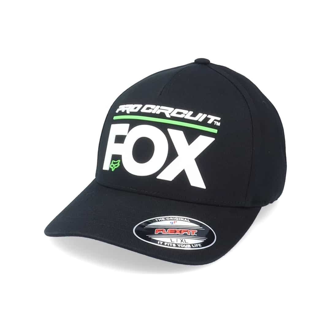 Fox Racing ''Pro Circuit'' FlexFit FA21 Hat (Black) Precurved Stretch Cap