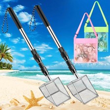 2 Pack Shark Tooth Sifter W/ 2 Seashell Bags for Beach