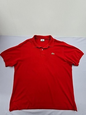 Lacoste L1212 Red Cotton Polo Shirt Mens Size 6 Short Sleeve Croc Logo