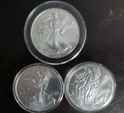 2015  & 2020 & 2025 W American Silver Eagle BU In Capsules-Lot Of 3 Total Coins