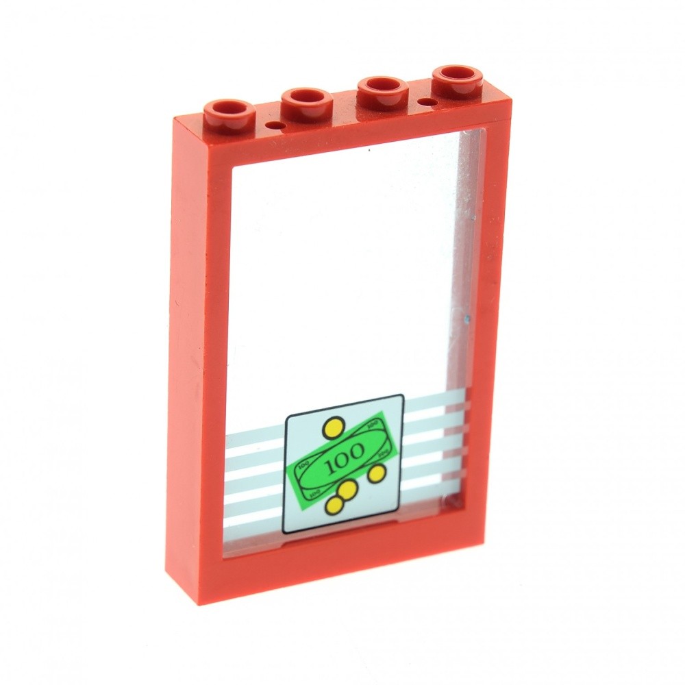 1X Lego Window Frame 1X4X5 Red Pane Translucent Blue Money 2493BC02PB01 2493B