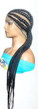 Braided Wig. Large Black Cornrow Braids. Full Lace Baby Hair. Lemonade Braids