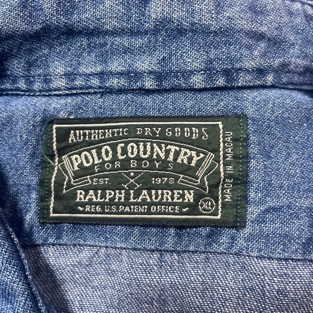 POLO COUNTRY Ralph Lauren Denim Work Shirt Boys 100percent Cotton XL Vintage 80s image 2