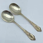 Wallace Rose Point Sterling Silver Soup Spoons 2 Piece Set 5 7/8"