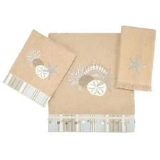  - 3pc Towel Set, Soft & Absorbent Cotton, Coastal Home Decor (by The Sea 