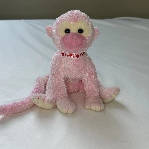 TY Beanie Baby Poet Pink Valentines Monkey Plush Stuffed Animal Vintage Retired