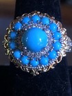 Natural Arizona Sleeping Beauty Turquoise Ring, Vermeil YG & Platinum, SS — photo 1