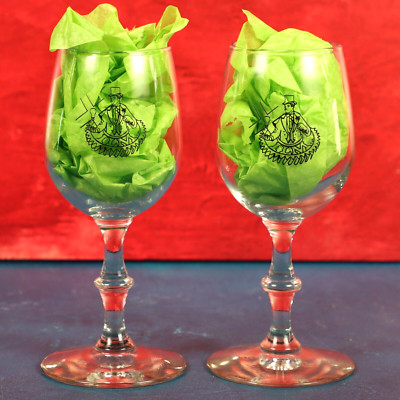 Lucasfilm ILM Wine Glasses x2 ILM Staff Holiday Gift Star Wars Indiana Jones Vtg