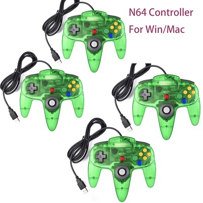 1/2/4x USB N64 Bit-64 Controller Joystick Gamepad Für Nintendo PC MAC Klar Grün