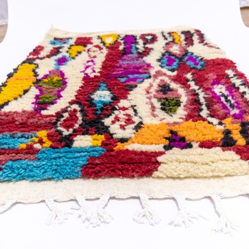 Small Moroccan Rug, Colorful Handmade wool Boho Rug for Entry Bathroom Nursery - Picture 3 of 9