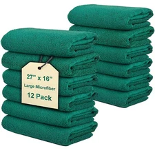 Large Microfiber Towel 12-PK for Home Car Wash-Cloth Drying Clean Wax Polish Rag