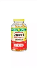 Spring Valley Omega-3 Fish Oil Soft Gels, 1000 mg, 180 Count. Exp:11/2025
