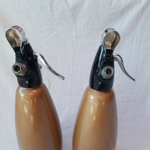 Vintage BOC Gold Brown Soda Syphon Bottles Serial No SHUA/Z Made in England x 2 - Picture 6 of 12