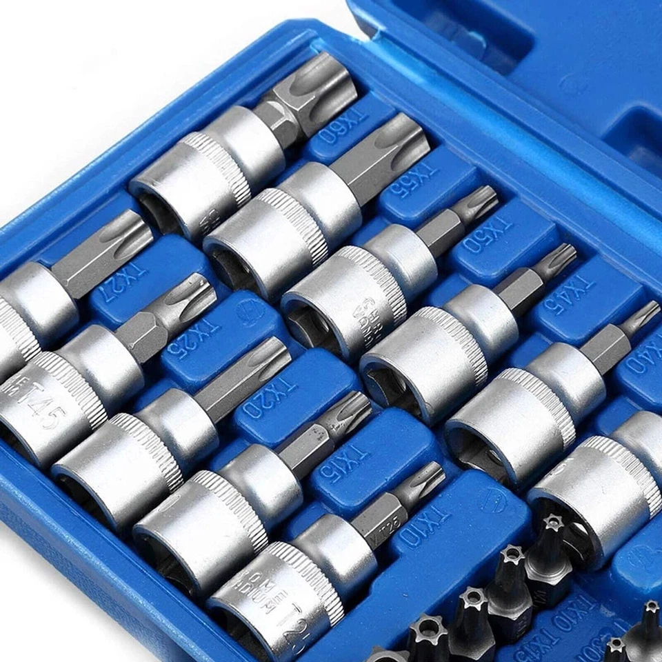 34pcs Torx Star Socket & Bit Set Male Female E & T Sockets with Torx Bits + Case - Image 3 of 4