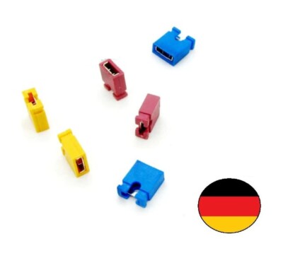 100 x Jumper rot gelb blau Kurzschluss Brücke 2,54 PC Plug Steckbrücke Stecker