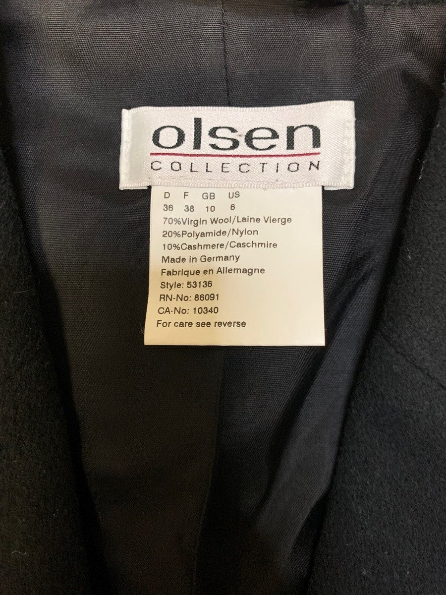 Olsen Collection Womens Black Wool Cashmere Blend Coat Size 6 | eBay