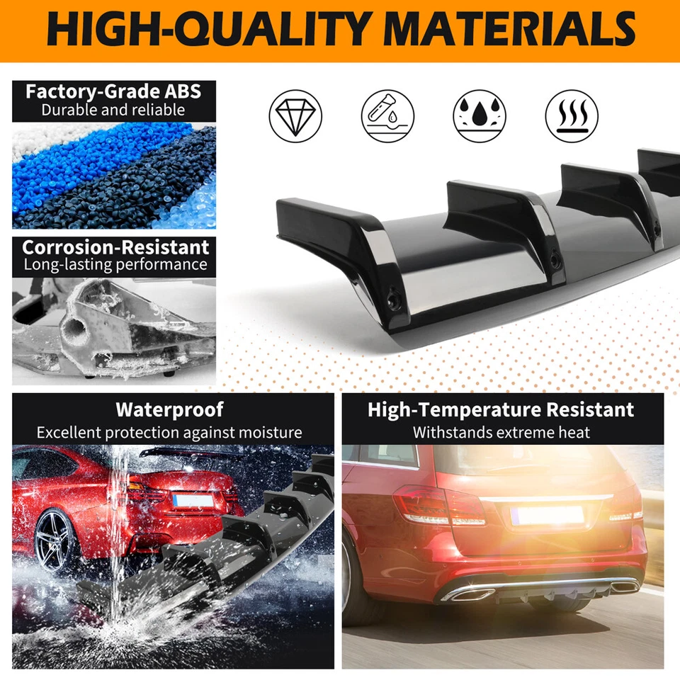 Difusor de parachoques trasero de coche para Honda Pilot 2003-2025 6 aletas alerón divisor ala Foto 4 de 4