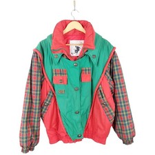 Sportalm Women's Red Green Vintage Ski Jacket Size 42 (uk 16/18)